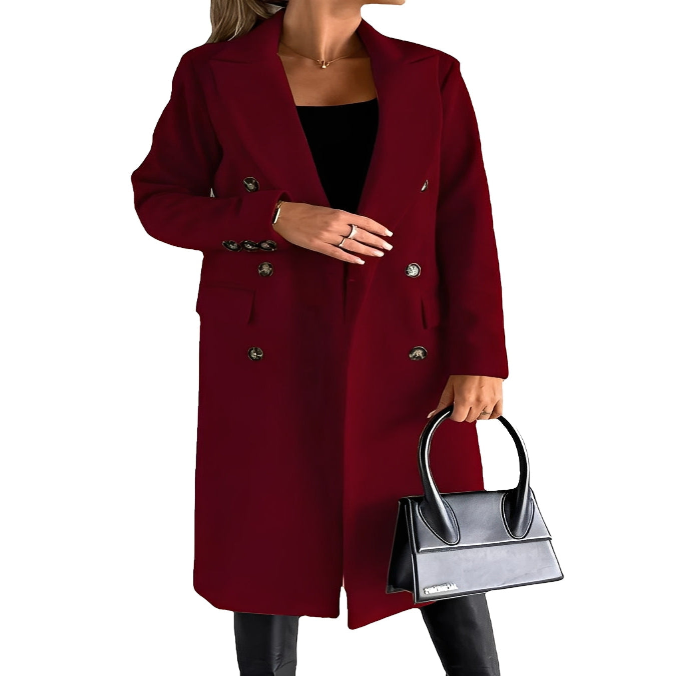 Cappotto invernale doppiopetto da donna con vestibilità slim