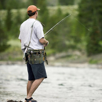 Borsa per attrezzature da pesca con scomparti multipli e tracolla