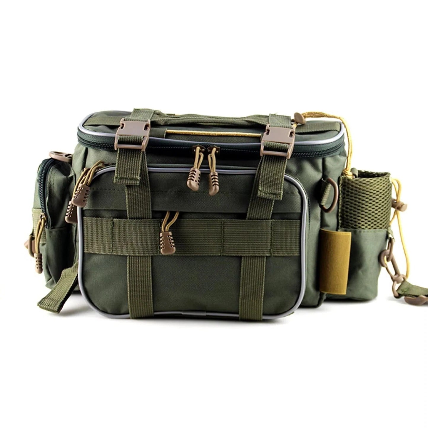 Borsa per attrezzature da pesca con scomparti multipli e tracolla