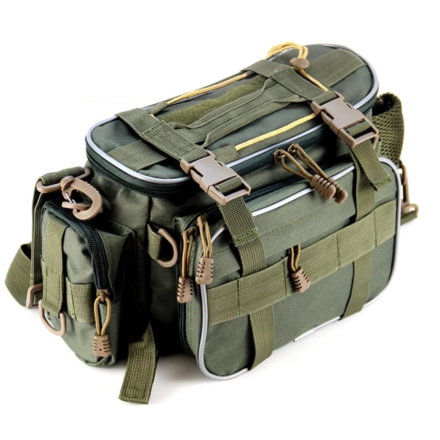 Borsa per attrezzature da pesca con scomparti multipli e tracolla