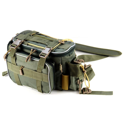 Borsa per attrezzature da pesca con scomparti multipli e tracolla