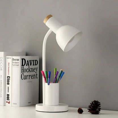 Lampada da tavolo LED nordica con porta penne integrata