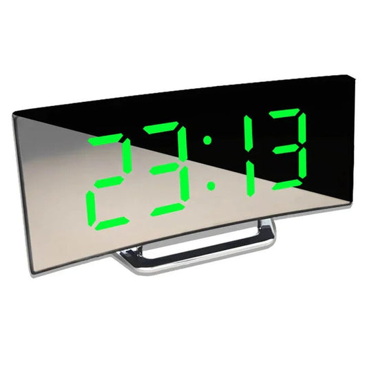 Sveglia digitale con schermo LED a specchio curvo