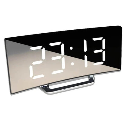 Sveglia digitale con schermo LED a specchio curvo