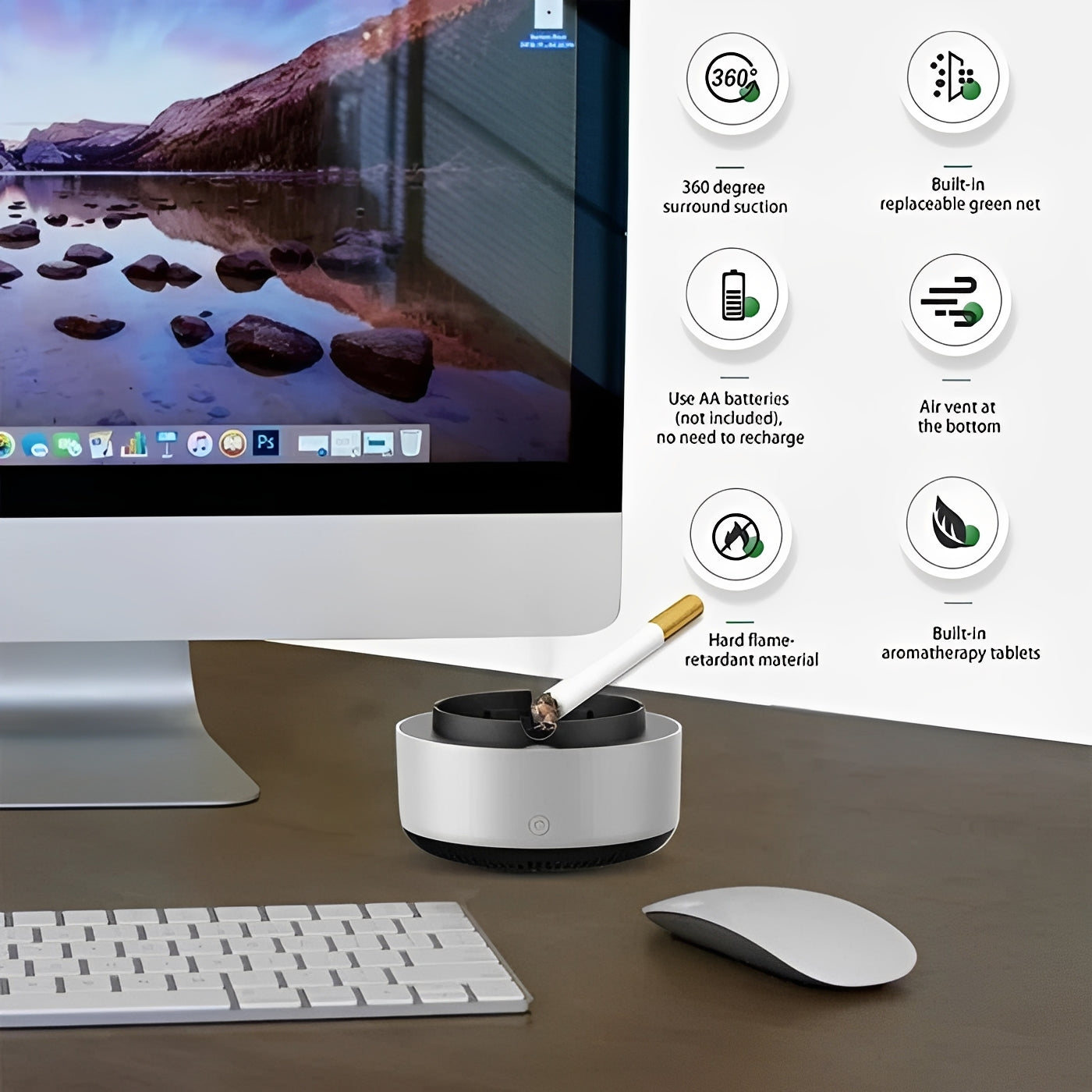 Portacenere intelligente con funzionalità 2-in-1