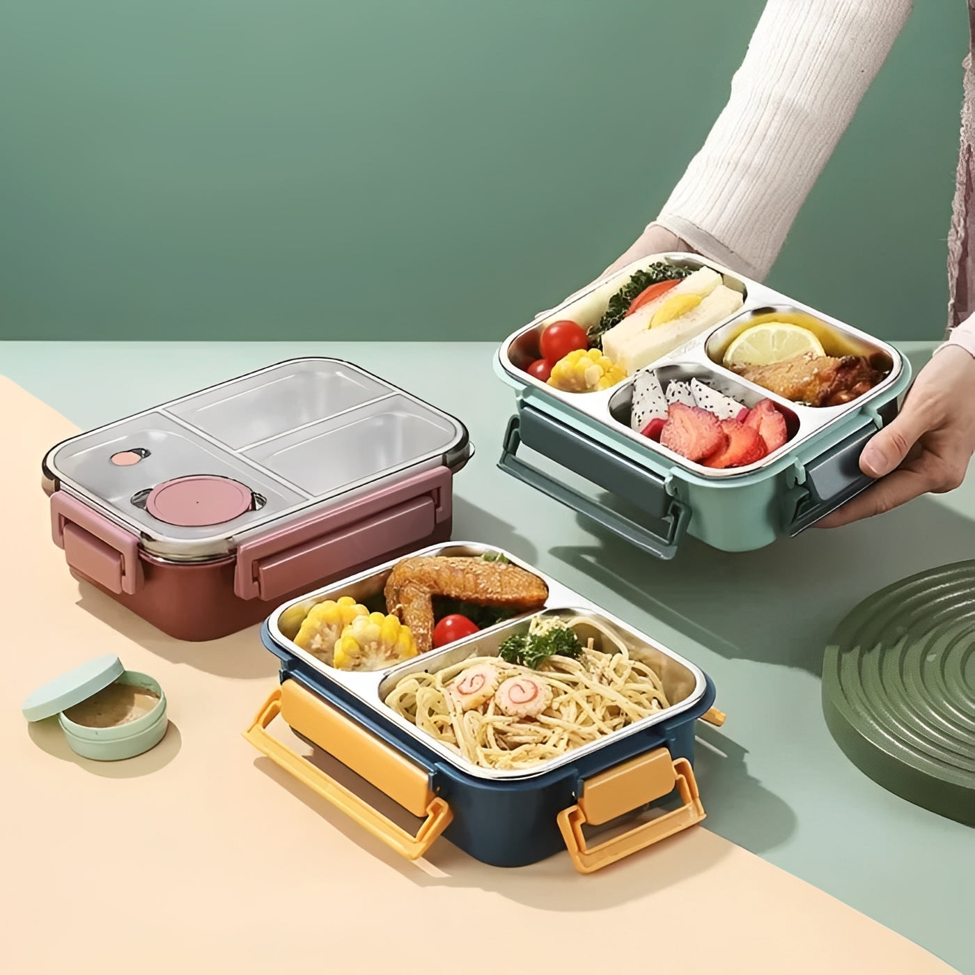 Contenitore termico per alimenti con sigillo sottovuoto per pasti caldi