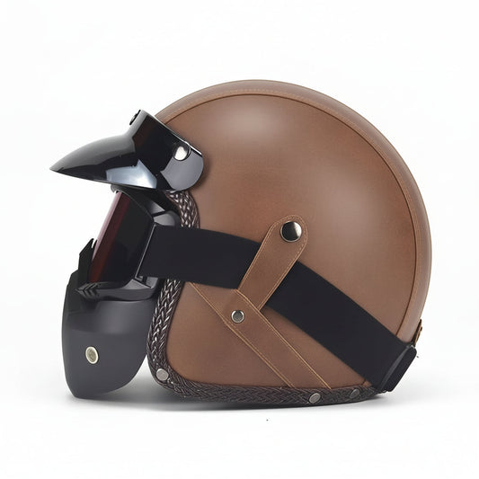 Casco da moto a faccia aperta con occhiali staccabili