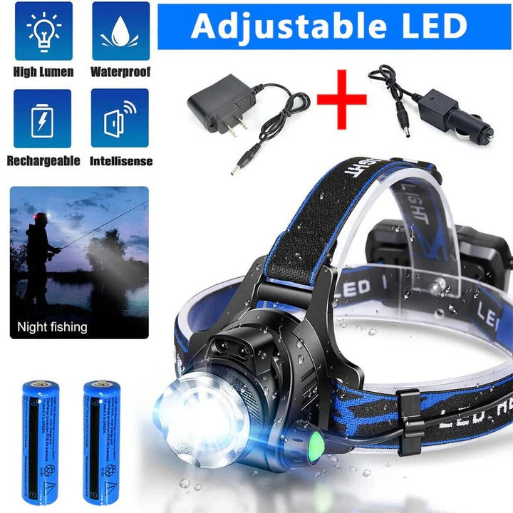 Lampada frontale LED ricaricabile USB per illuminazione a mani libere