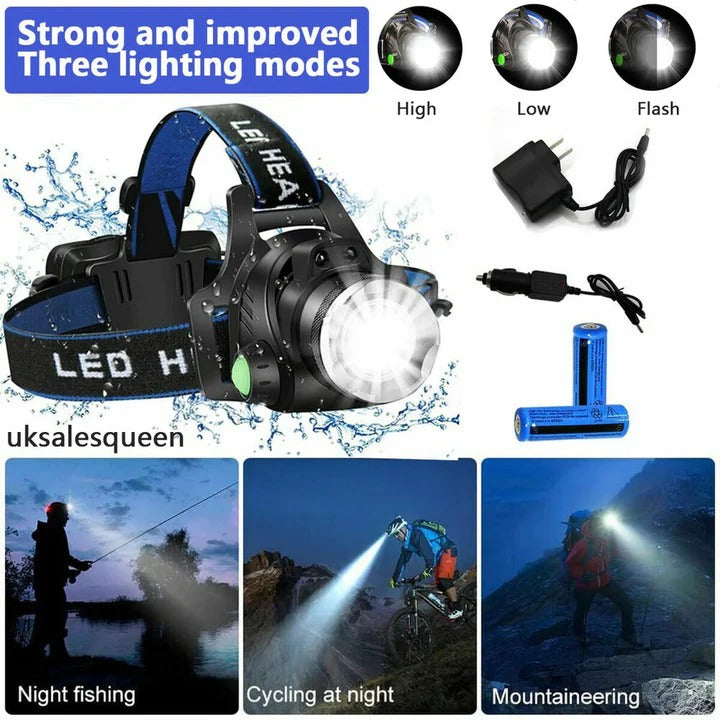 Lampada frontale LED ricaricabile USB per illuminazione a mani libere