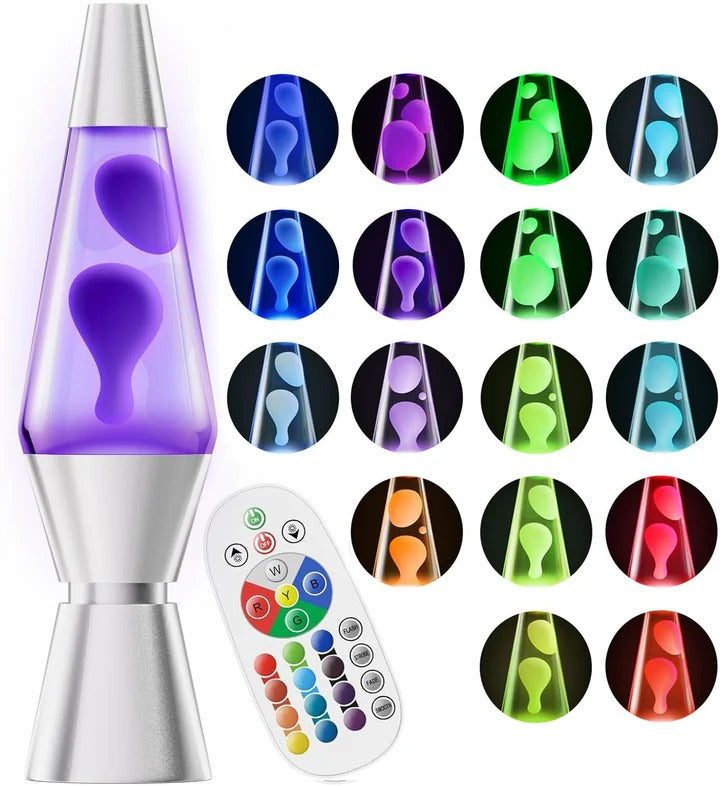 Lampada lavica in movimento con cera che cambia colore