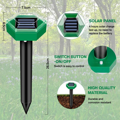 Repellente ultrasonico solare per talpe, set da 4 pezzi