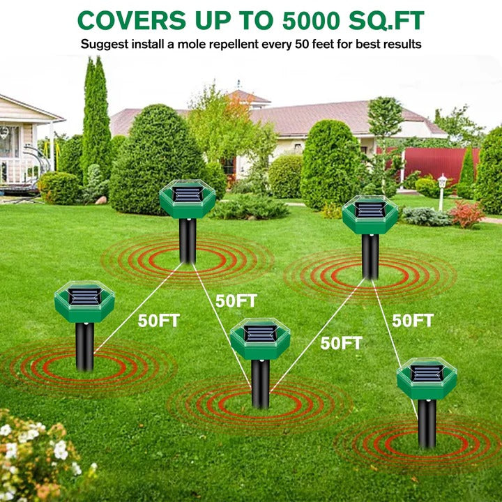 Repellente ultrasonico solare per talpe, set da 4 pezzi