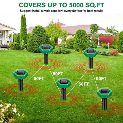 Repellente ultrasonico solare per talpe, set da 4 pezzi