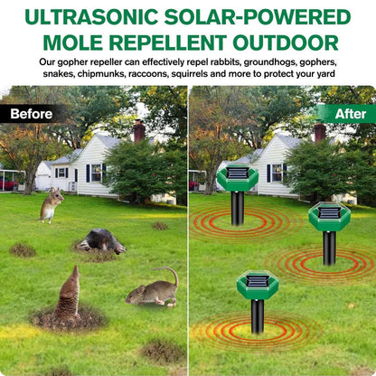 Repellente ultrasonico solare per talpe, set da 4 pezzi