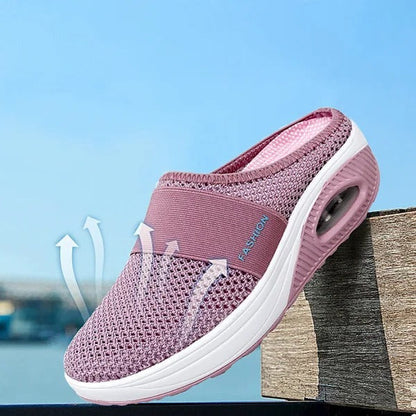 Sandali ortopedici a zeppa da donna, design in stile pantofole con supporto