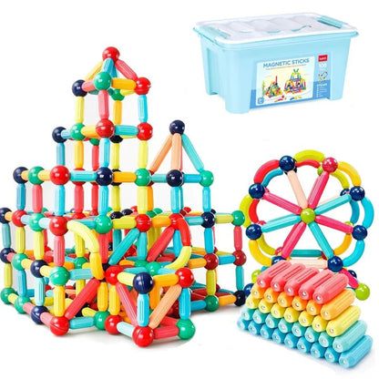 Set da costruzione magnetico con bastoncini e sfere magnetiche per bambini, 98 pezzi