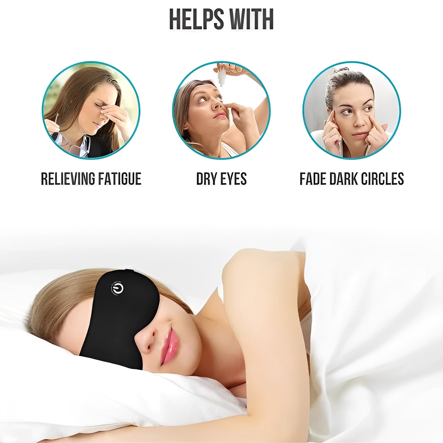 Maschera per gli occhi riscaldabile e ricaricabile per rilassamento e supporto al sonno