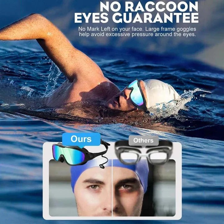 Occhialini da nuoto antinebbia con lente grandangolare
