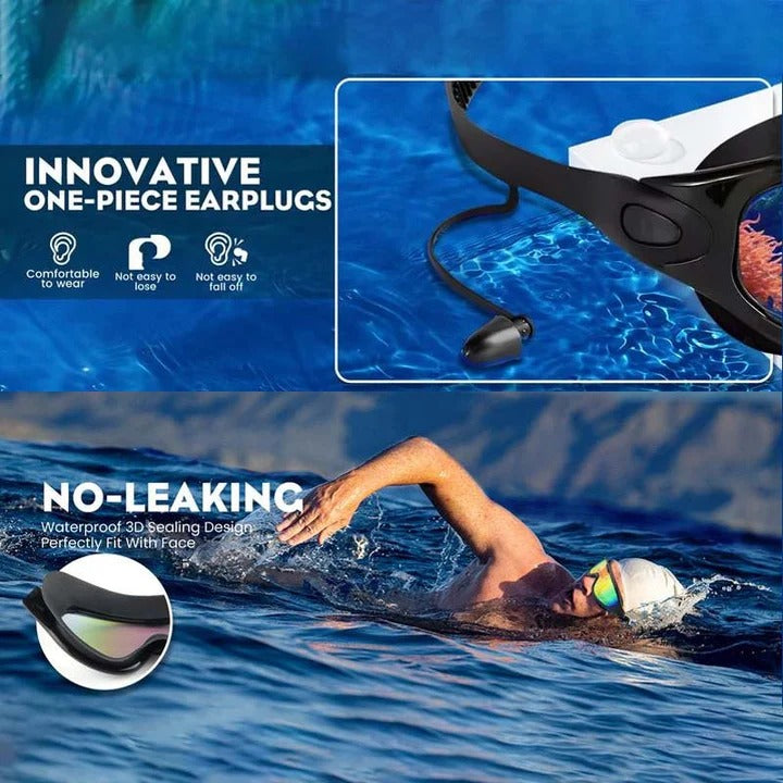 Occhialini da nuoto antinebbia con lente grandangolare