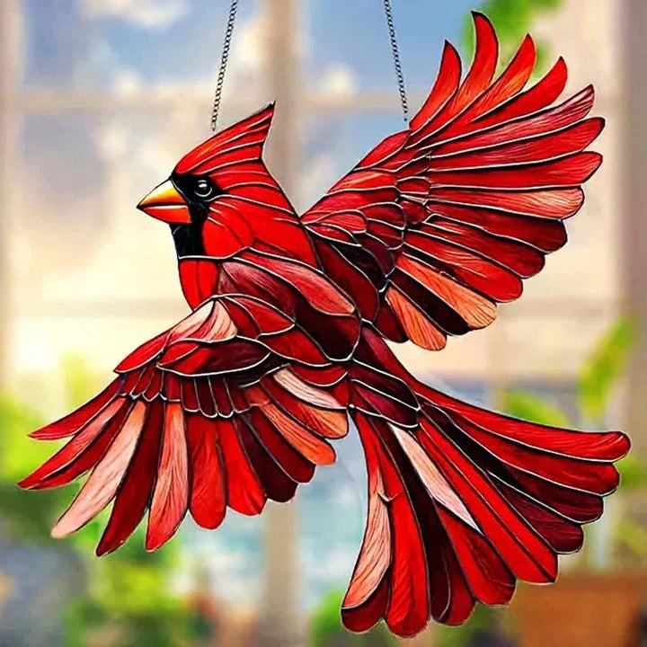 Pendente in vetro a prisma arcobaleno per finestre, disegni decorativi di uccelli e gufi