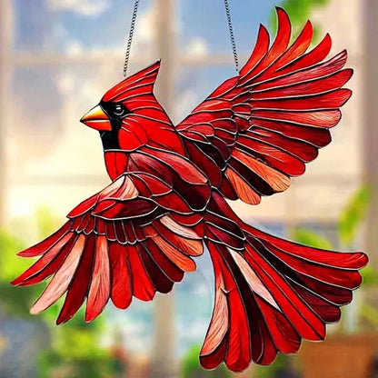 Pendente in vetro a prisma arcobaleno per finestre, disegni decorativi di uccelli e gufi