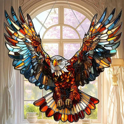 Pendente in vetro a prisma arcobaleno per finestre, disegni decorativi di uccelli e gufi