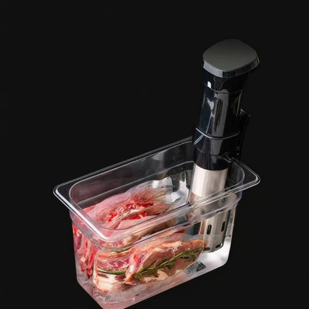 Contenitore per cottura sous vide con coperchio per controllo preciso della temperatura