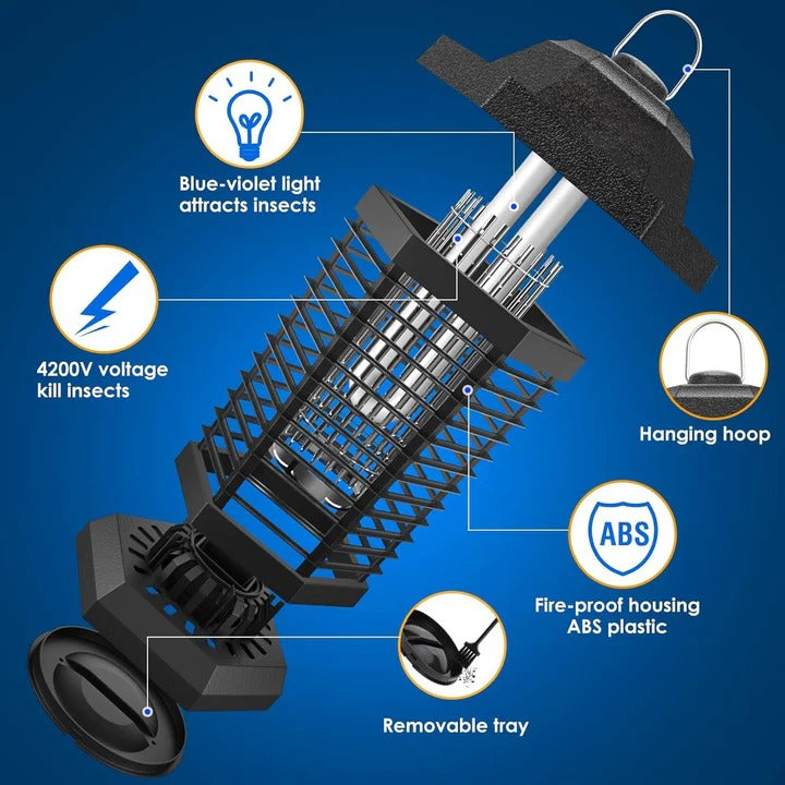 Zapper elettrico per insetti con luce UV e vassoio di raccolta
