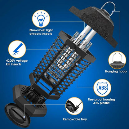 Zapper elettrico per insetti con luce UV e vassoio di raccolta