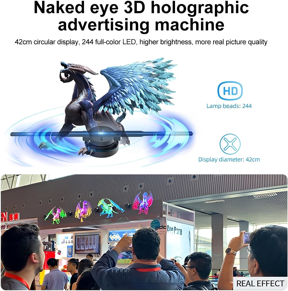 Proiettore LED a ventola con ologramma e display 3D