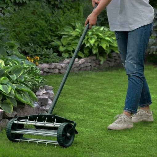 Aeratore per prato con punte in acciaio, aerazione manuale del terreno per cortile e giardino