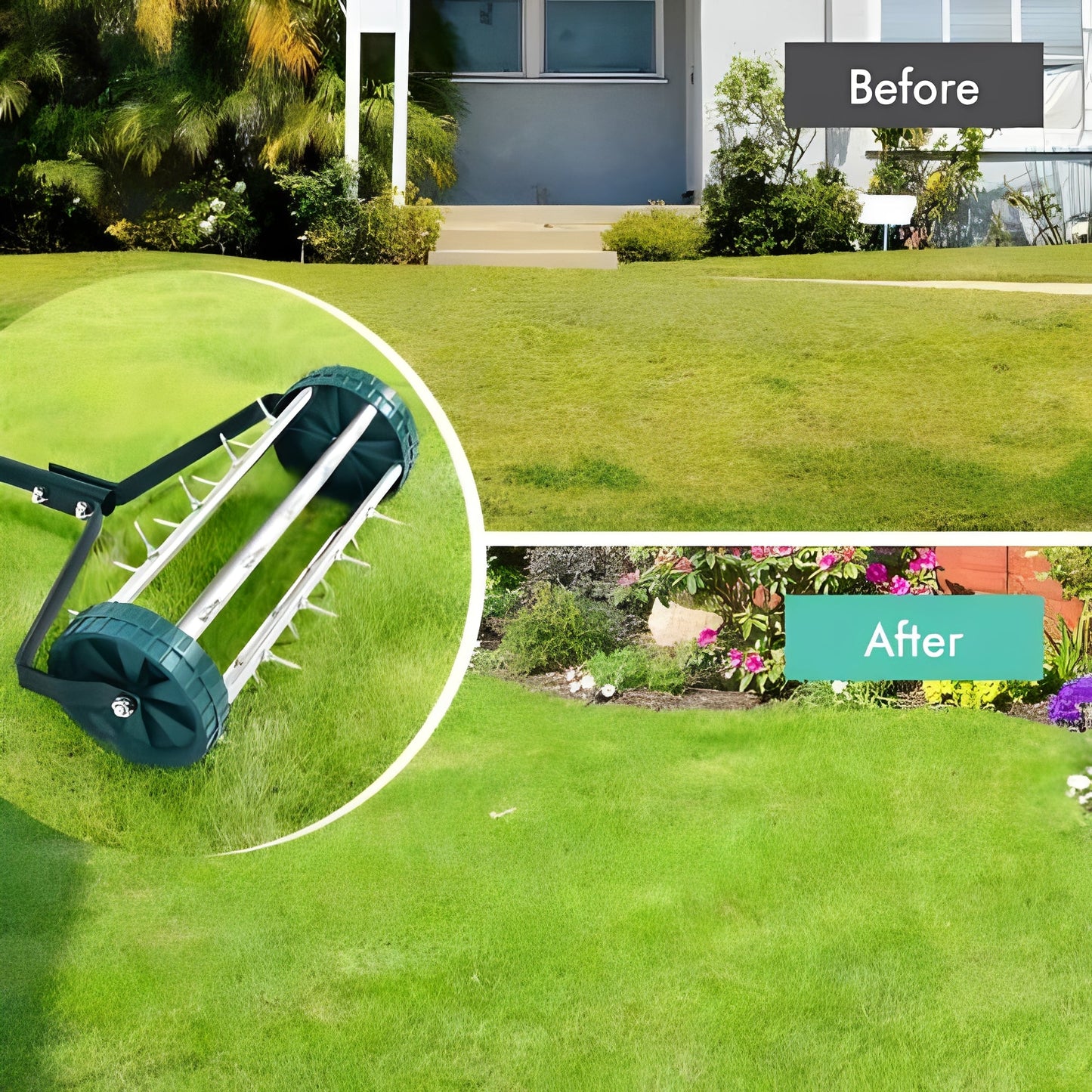 Aeratore per prato con punte in acciaio, aerazione manuale del terreno per cortile e giardino