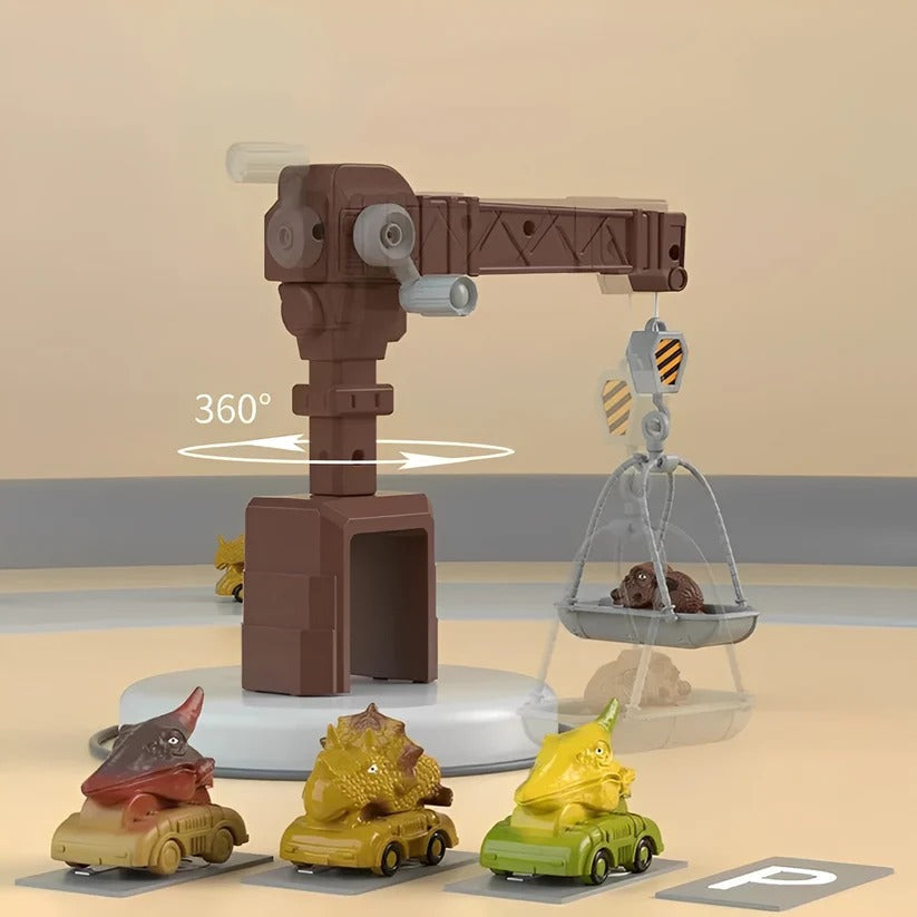 Giocattolo camion dinosauro 2-in-1 con luci, suoni e vano di stoccaggio