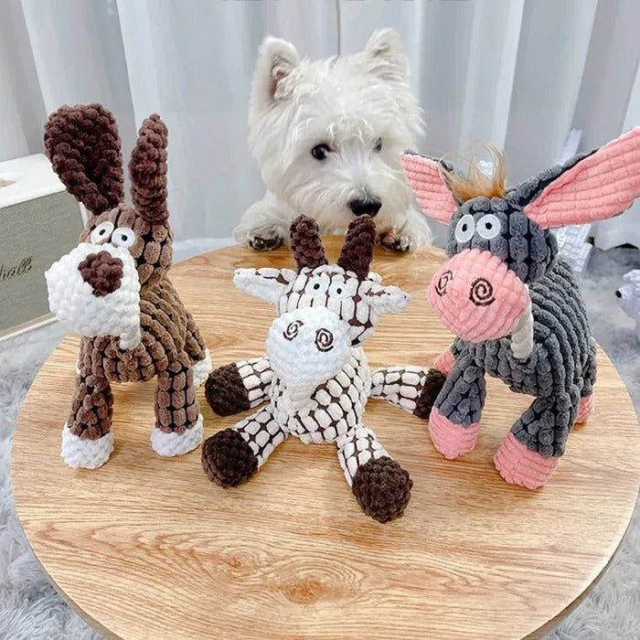 Giocattolo per cani in peluche con suono squillante e cuciture rinforzate