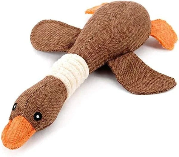 Giocattolo in peluche a forma di oca rinforzato per cani con tessuto testurizzato