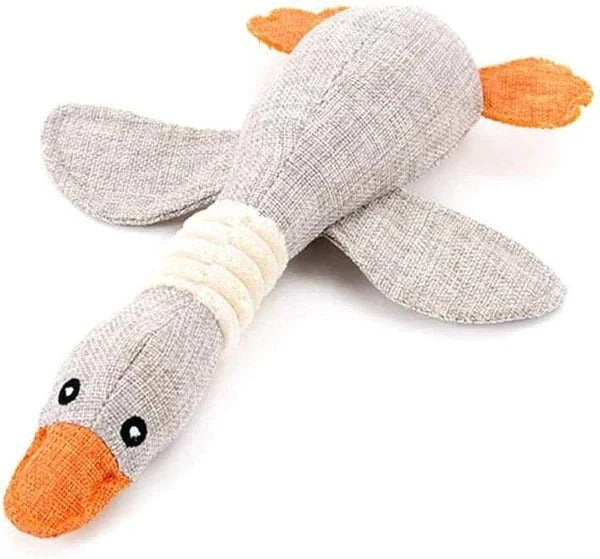 Giocattolo in peluche a forma di oca rinforzato per cani con tessuto testurizzato