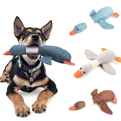 Giocattolo in peluche a forma di oca rinforzato per cani con tessuto testurizzato