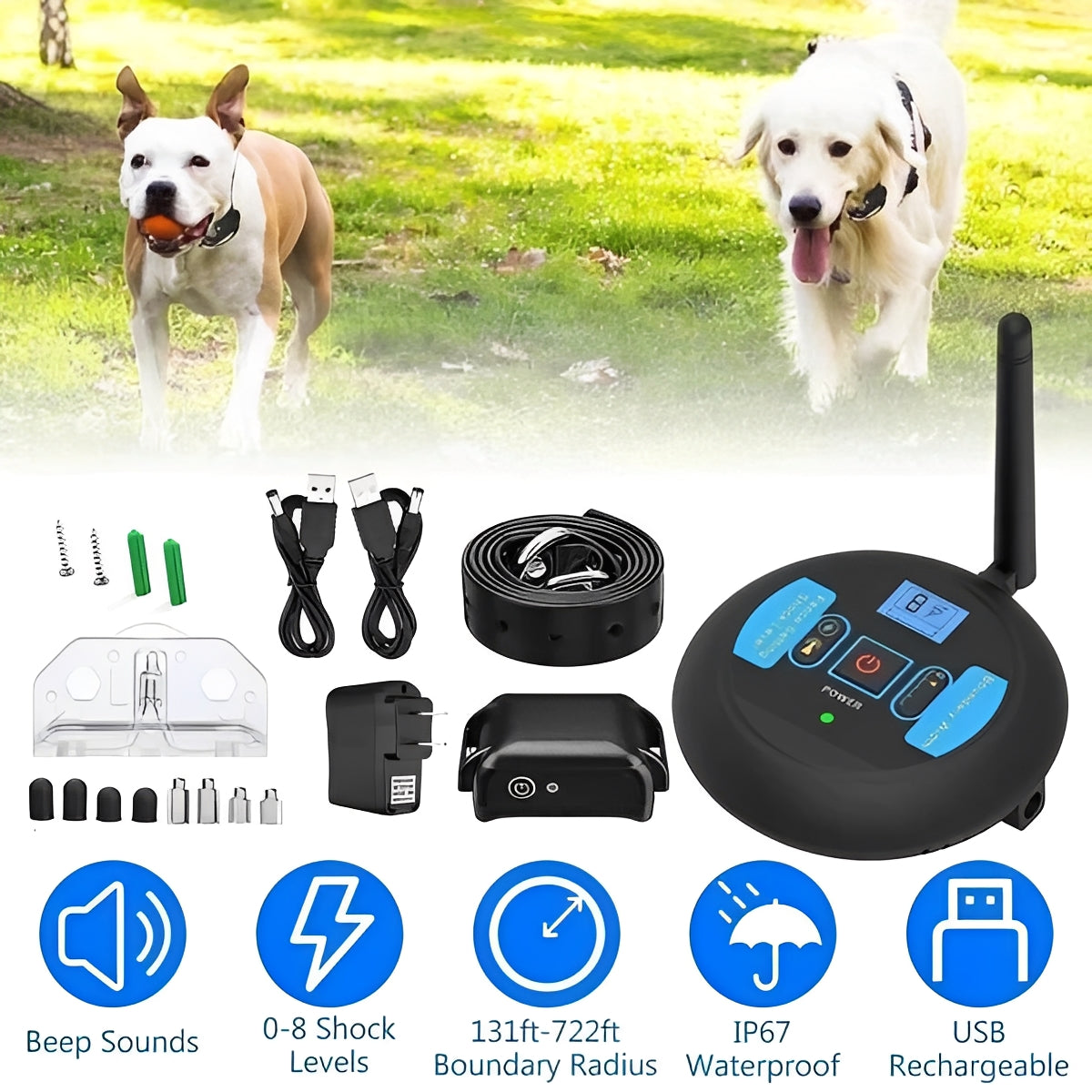 Sistema di recinzione wireless per cani con controllo remoto per l'addestramento