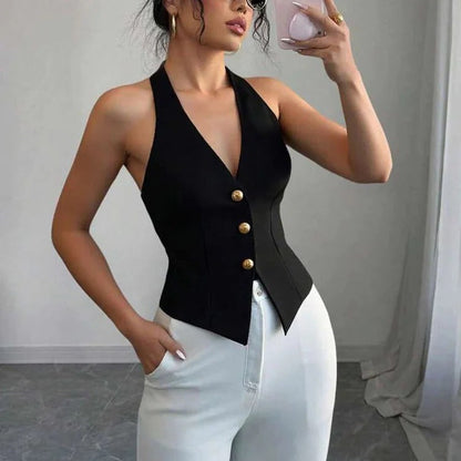 Gilet da donna senza maniche dal taglio sartoriale