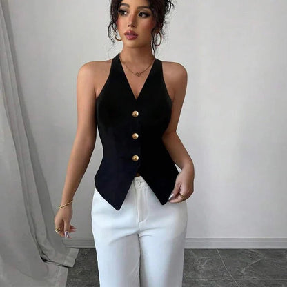 Gilet da donna senza maniche dal taglio sartoriale
