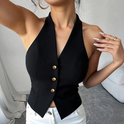 Gilet da donna senza maniche dal taglio sartoriale