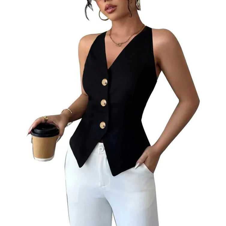 Gilet da donna senza maniche dal taglio sartoriale