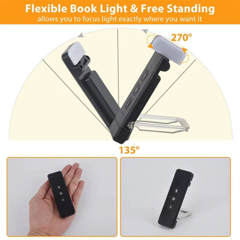 Mini lampada LED ricaricabile USB per la lettura, con timer e clip integrata