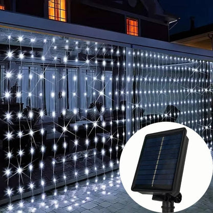 Luci a tenda solari da esterno per giardino e patio