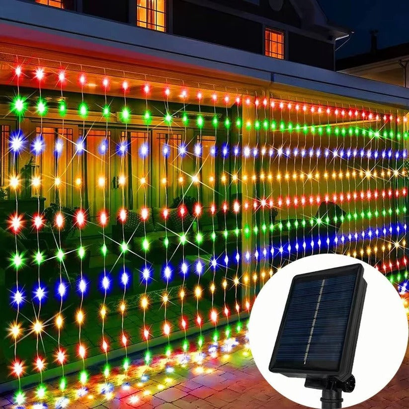 Luci a tenda solari da esterno per giardino e patio