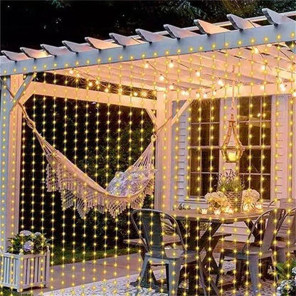 Luci a tenda solari da esterno per giardino e patio