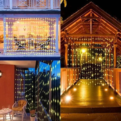 Luci a tenda solari da esterno per giardino e patio