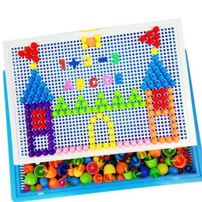 Set di puzzle mosaico su tavola forata per bambini, con scatola di conservazione, 296 pezzi