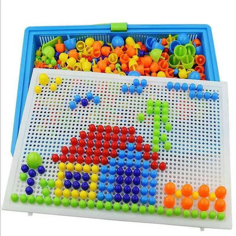 Set di puzzle mosaico su tavola forata per bambini, con scatola di conservazione, 296 pezzi