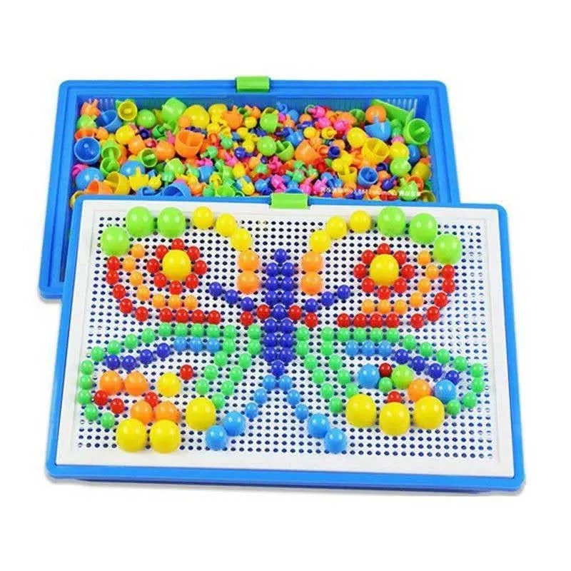 Set di puzzle mosaico su tavola forata per bambini, con scatola di conservazione, 296 pezzi